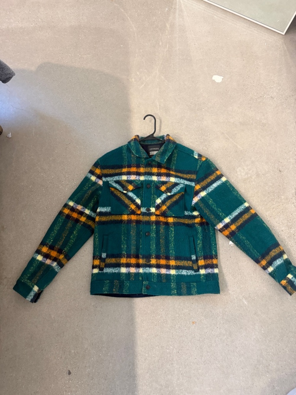 Scotch & Soda Green Plaid Lightweight Shacket with Yellow & White Accents
